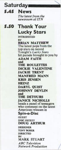 TV listing for February 1st, 1964 showing "Thank Your Lucky Stars"