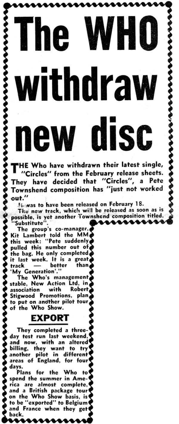 February 12, 1966 Melody Maker article entitled 
