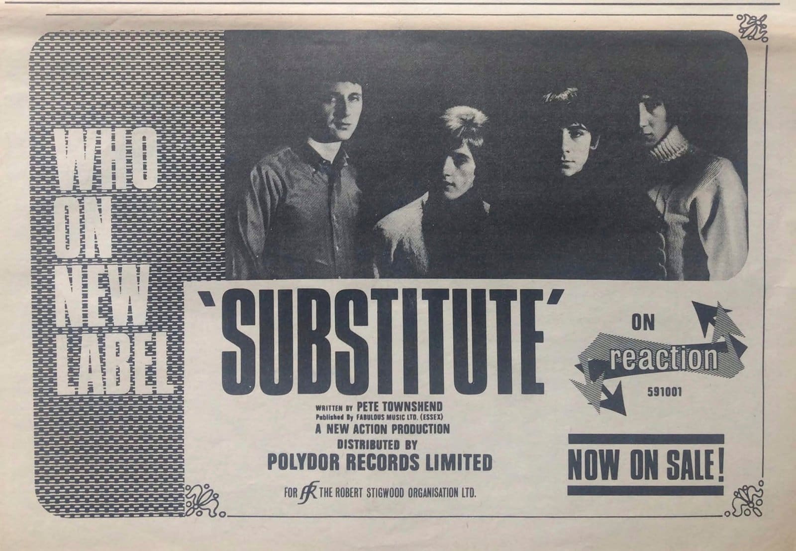 Ad for Substitute from Melody Maker on March 5, 1966