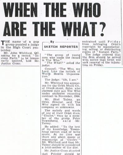 Article about the March 10, 1966 hearing on "Instant Party"