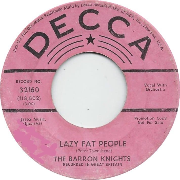Baron Knights' "Fat Lazy People" single