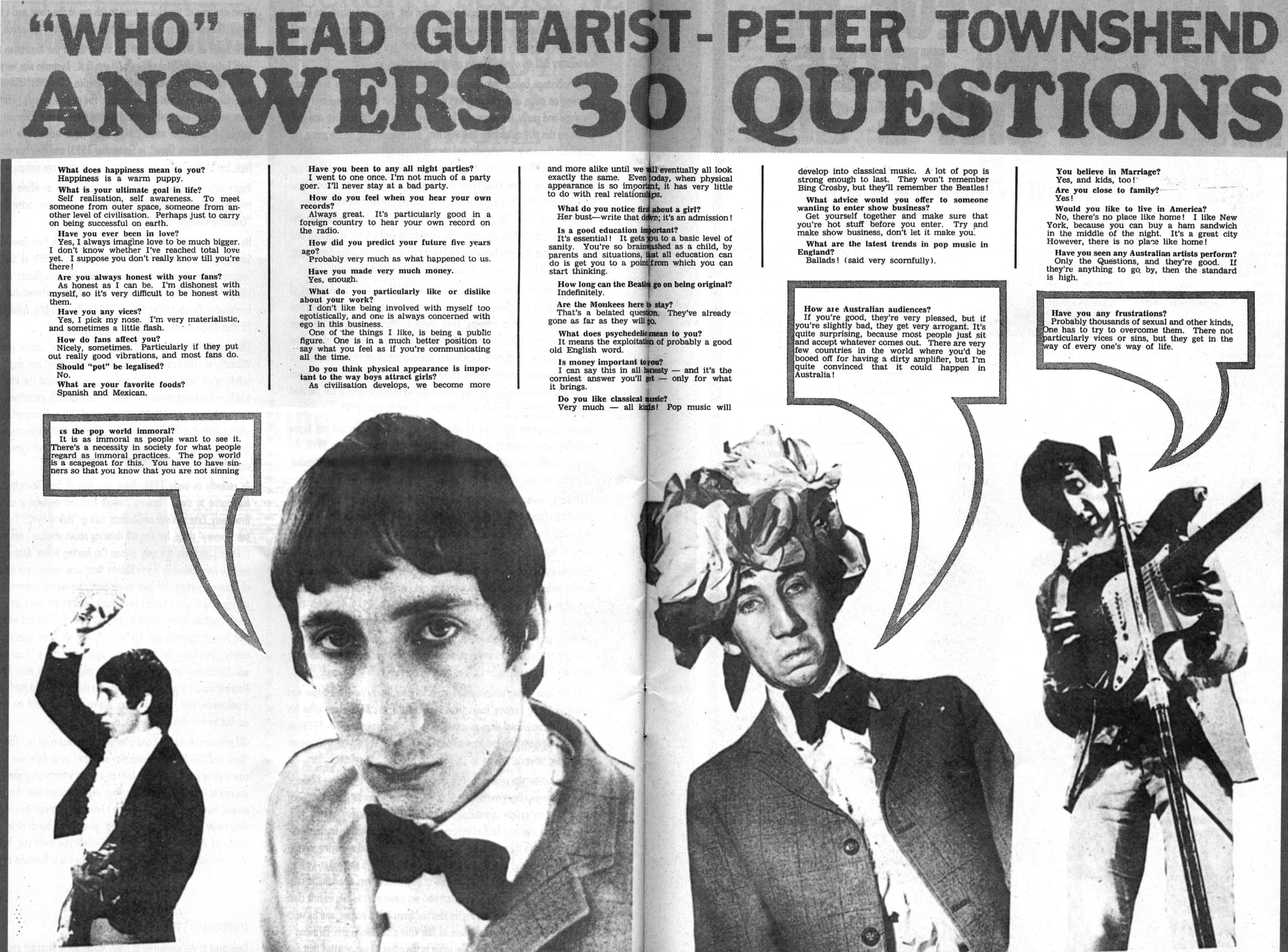 Go Magazine "Peter Townshend Answers 30 Questions" from January 31, 1968