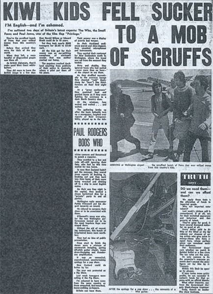 Newspaper article from February 6, 1968 about The Who in Australia