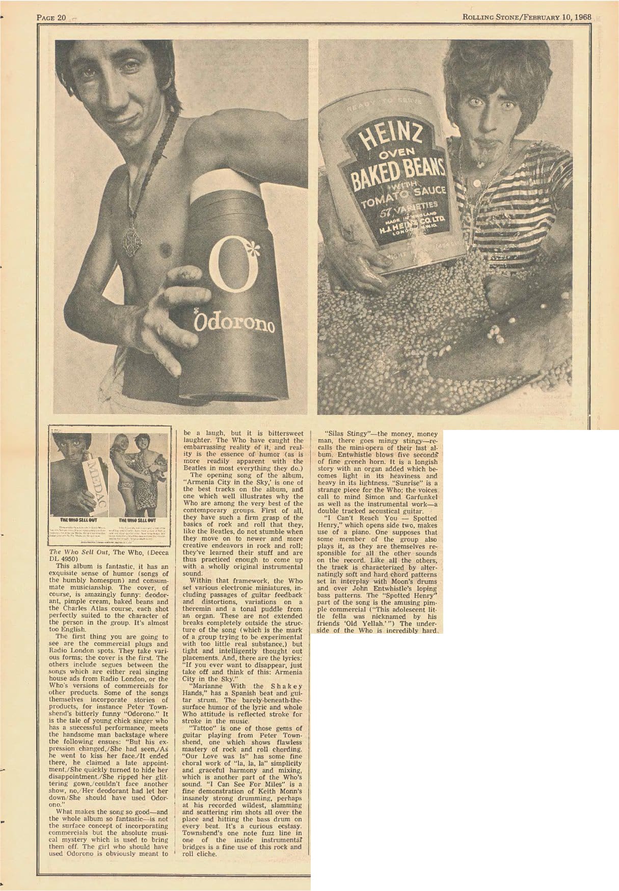 Rolling Stone magazine's review of "The Who Sell Out" from February 10, 1968