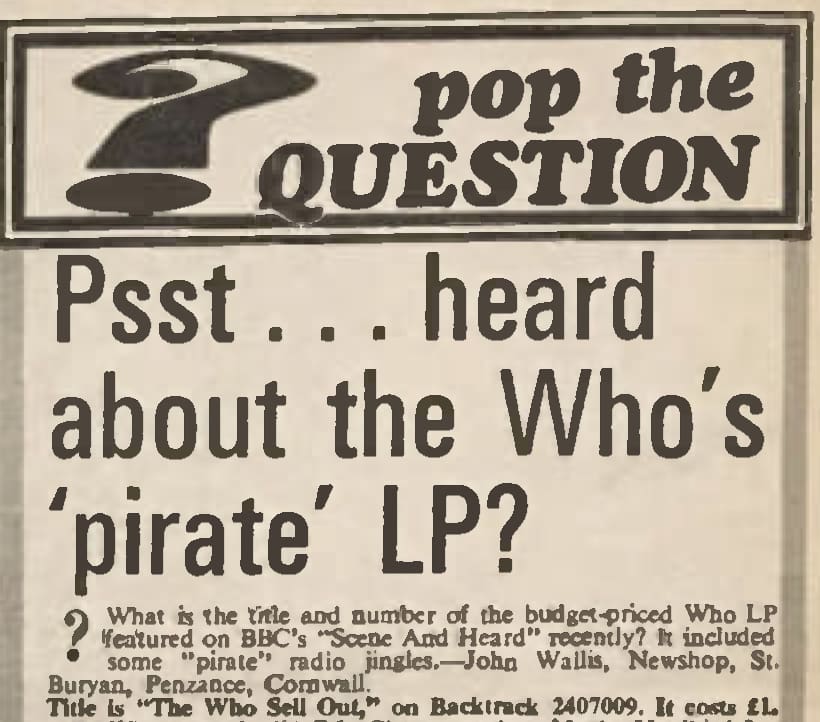 "Pop the Question" from Disc magazine on February 6, 1971