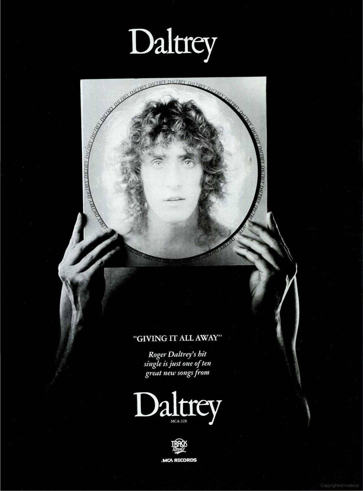 Billboard ad for Roger Daltrey's "Giving It All Away" from May 19, 1973