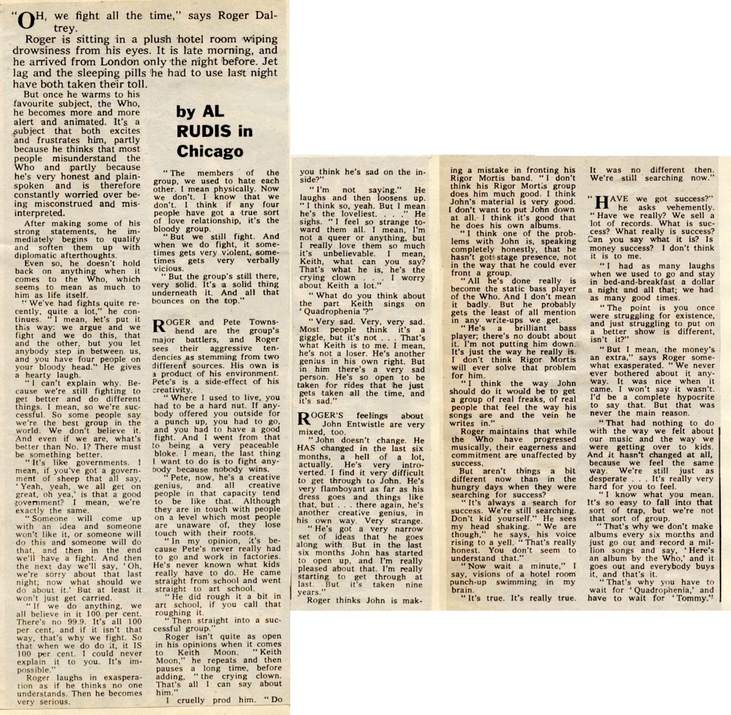 February 9, 1974 Melody Maker interview with Roger Daltrey
