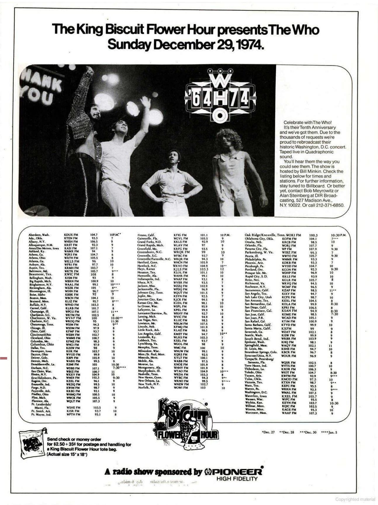 Ad from Billboard magazine for King Biscuit Flower Hour