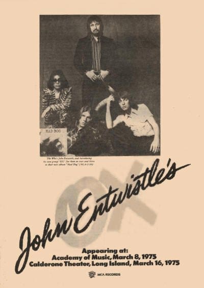 Ad for John Entwistle's OX on March 16. 1975