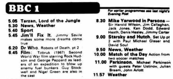 TV listing for February 5, 1977 showing Jim'll Fix it