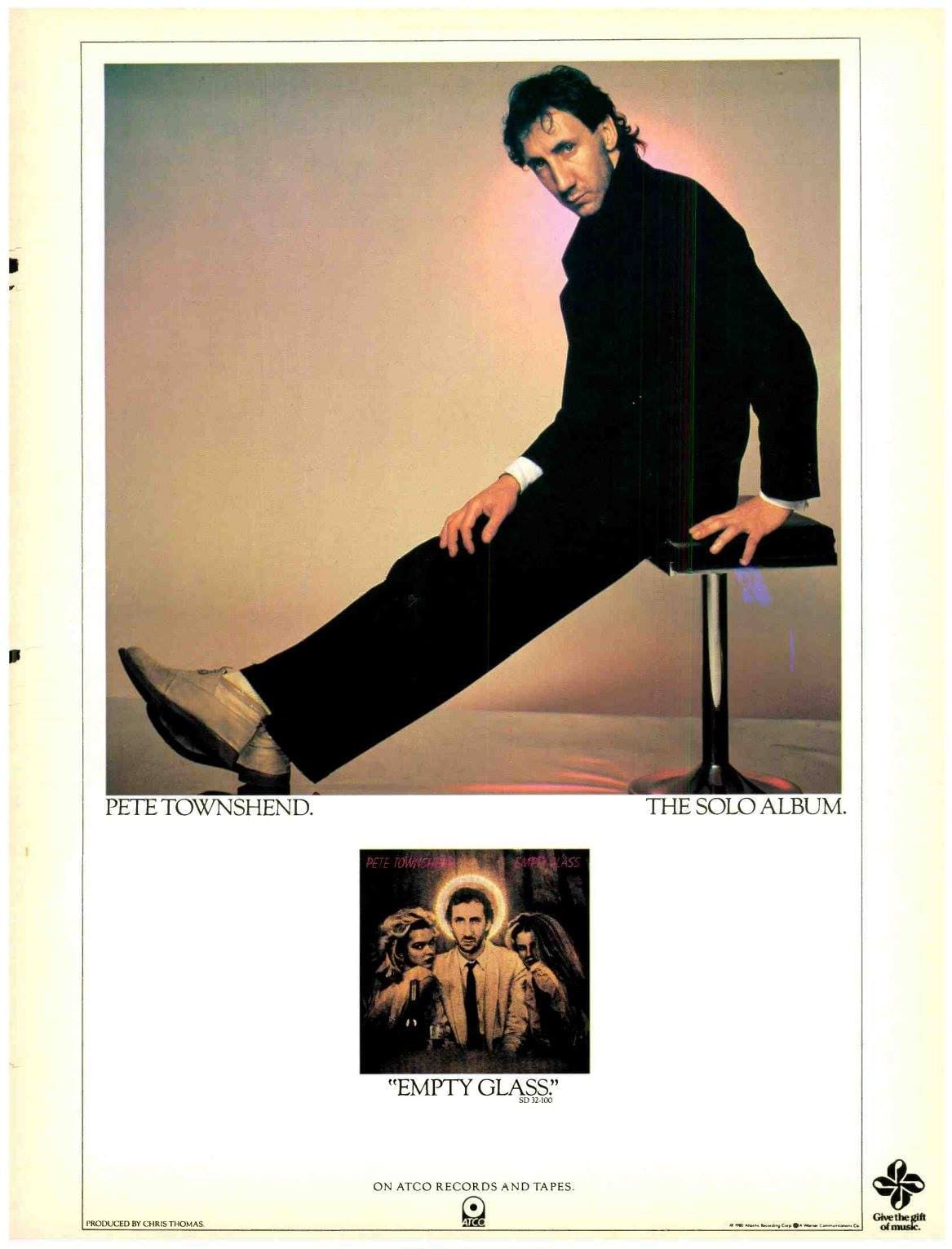 Ad for Pete Townshend's "Empty Glass" album from Billboard magazine on May 10, 1980
