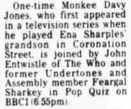 TV listing for October 2, 1984 showing John Entwistle on "Pop Quiz"