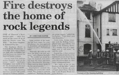 Article about The Railway Hotel burning down in 2000