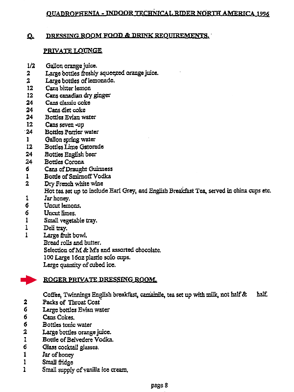 1st page of The Who's 1996 concert 