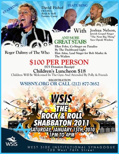 Ad for the Shabbaton 2011 starring Roger Daltrey