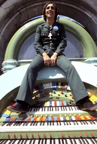 Keith Moon in costume and on set for the filming of 